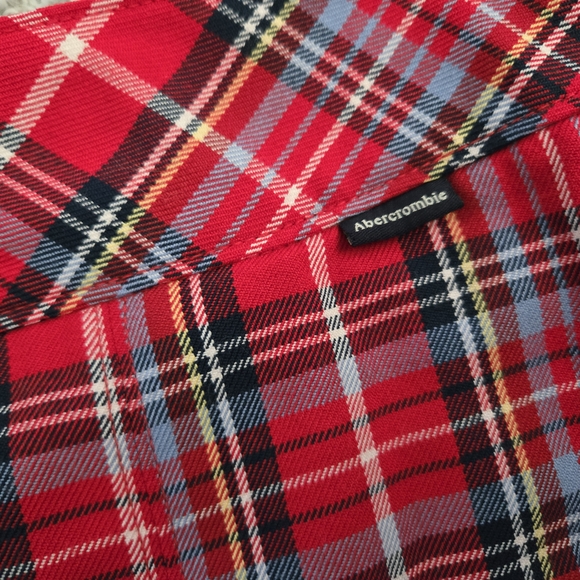 Vintage 2000s Abercrombie & Fitch Red Plaid Pleated Skirt Size 10 - Picture 3 of 5